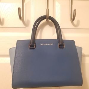 NWT Michael Kors Selma Chambray Colorblock Satchel